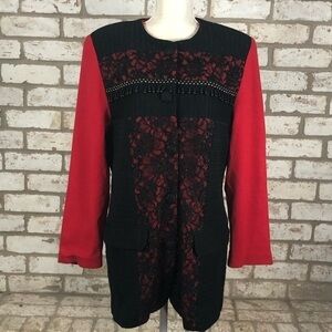 Vintage 80s Diane Freis Knits Lace and Beaded Wool/Acrylic Evening Jacket